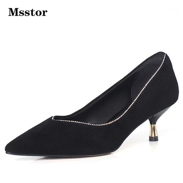 

dress shoes shallow green fow women kid suede slip on concise fashion ladies pumps pointed toe office high heel black1, Black