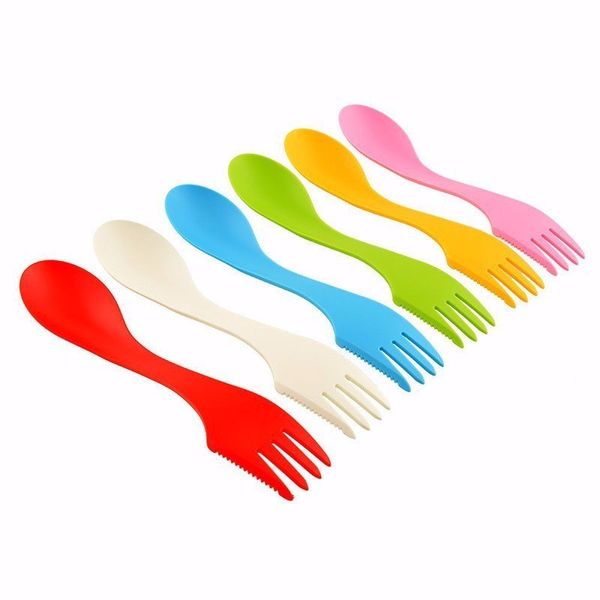 Cucchiaio Forchetta Coltello Set di posate da viaggio in plastica Utensili da campeggio Spork Combo Posate DH1234