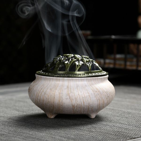 

metal caps ceramics censer handicraft fragrance lamps fashion universal indoor room incense burner eco friendly sell well 5wl j1