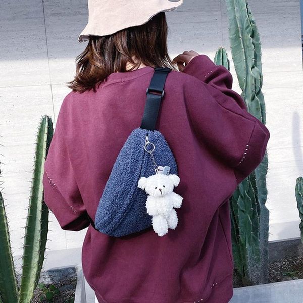 

случайные женские пояса талии сумка fanny pack мода плюшевые сумки осень зима crossbody chest мешочек