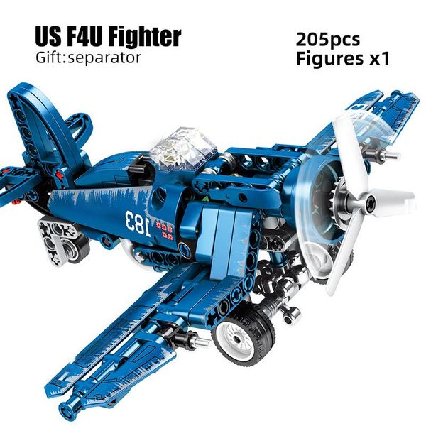 

sembo military technic aircraft f4-u ww2 plane war ii spitfire fighter for assemble building blocks bricks kid kit toys children wmtmhd