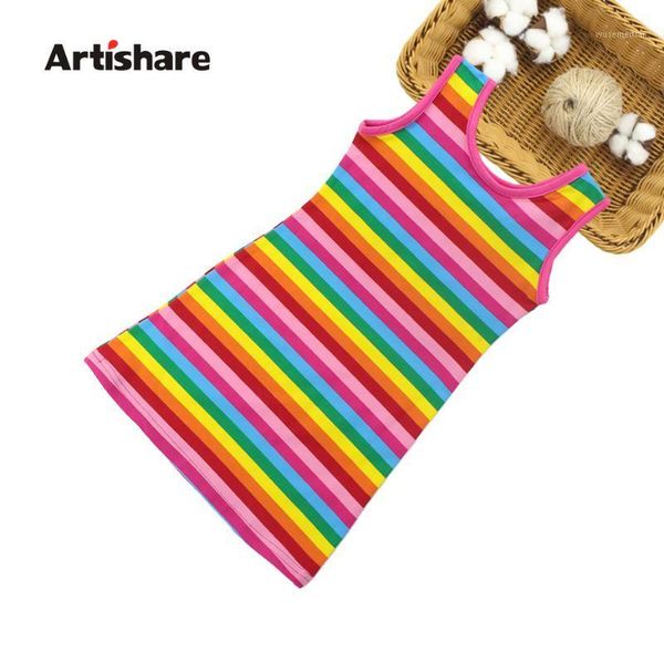 

girl's dresses girls dress rainbow color for striped kids clothes with bow teenage vestidos infantis 6 8 10 12 year1, Red;yellow