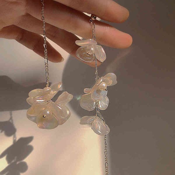 

zdmxjl new fashion women earring pandora 925 original ear stud asymmetrical flower tassels drop earrings jewelry accessories, Golden