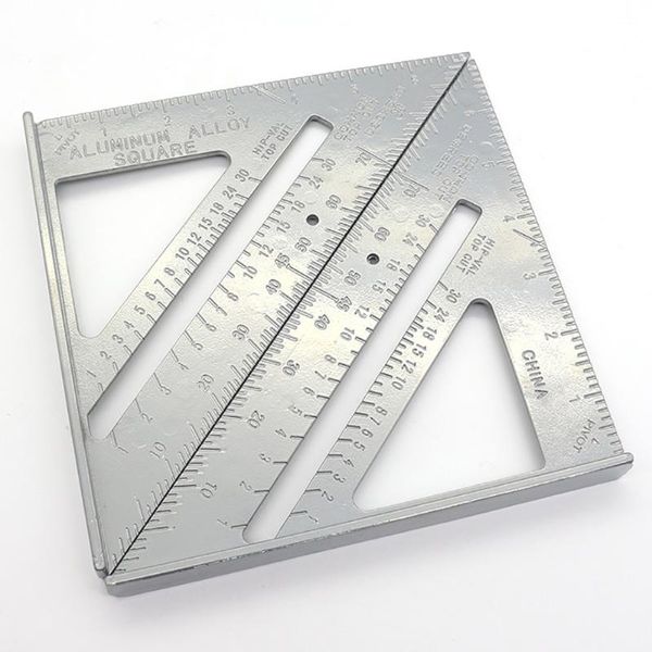 

7 inch aluminum alloy measuring ruler gauges speed square roofing triangle angle protractor trammel measuring tools