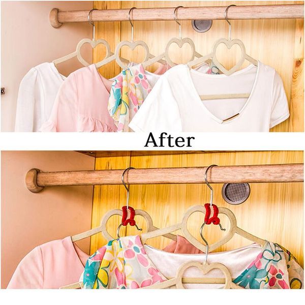 

10 pcs/lot mini flocking hooks for clothes hanger closet organizer travel clothes hanging organizer coat hooks spac bbyvcf