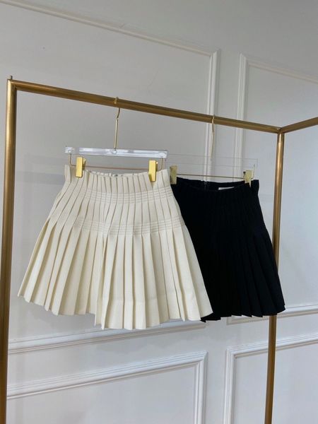 

2020 new ladies fashion solid color black and white pleated skirt 1117 y1214