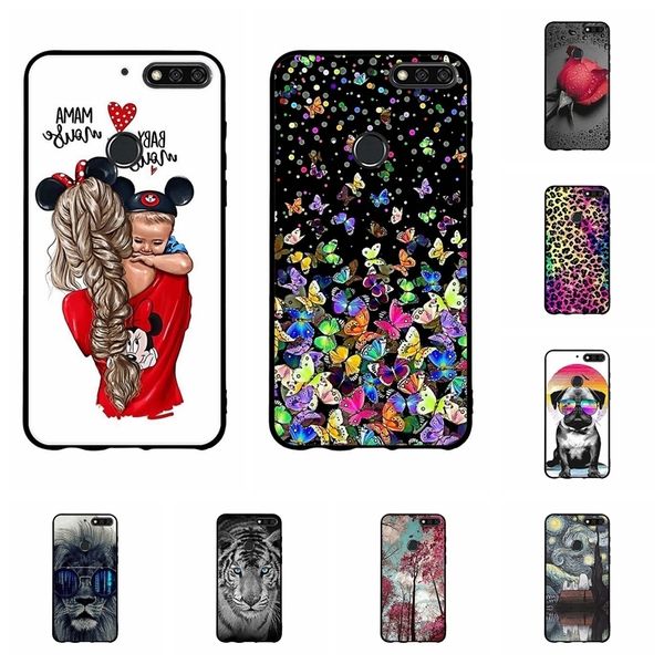 

honor 7c silicone funda coque capa shell soft tpu back cover for huawei prime / y7 pro phone case