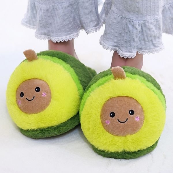 

winter home women fur slippers cartoon avocado design green bedroom ladies shoes  indoor warm fur women slippers y201026, Black