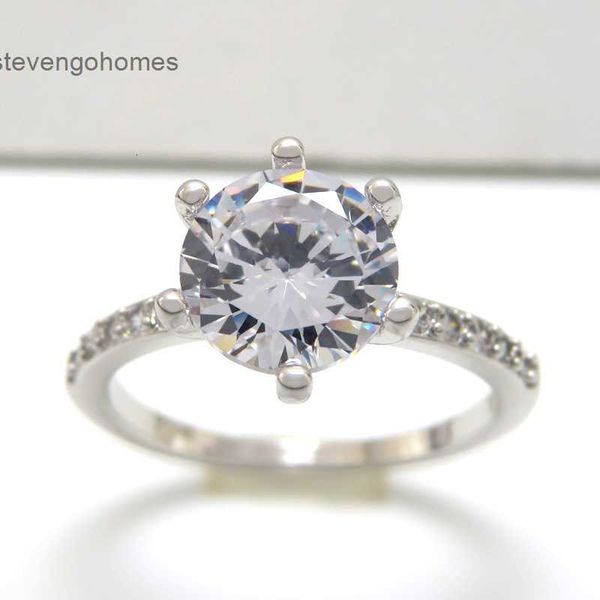 

women's six claw diamond new wedding fashion creative zircon ring, Silver
