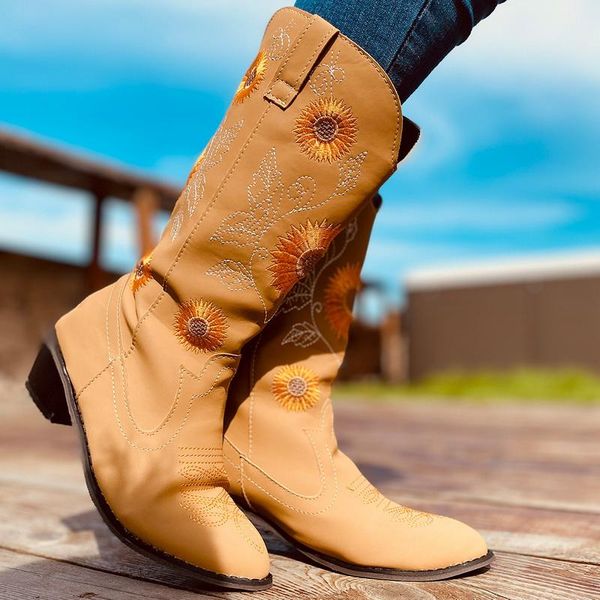 

new women fashion boots autumn low heel women shoes cool british embroidered design soft short boots party knee high brown, Black