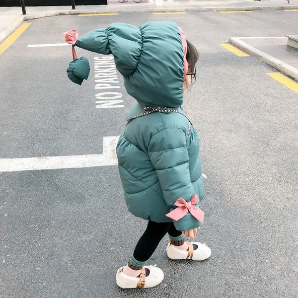 

0 girl's clothing foreign style korean down padded jacket 1 infant and child 3-year-old girl baby 2 children's winter cotton, Blue;gray