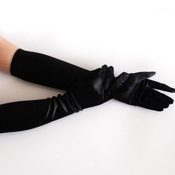 

satin long finger elbow sun protection gloves opera evening party prom costume cooktail fashion gloves women1, Blue;gray
