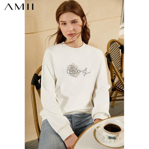 

women's hoodies & sweatshirts amii minimalism autumn winter fashion for women causal printed oneck sweatshirt pullover female 12040550, Black