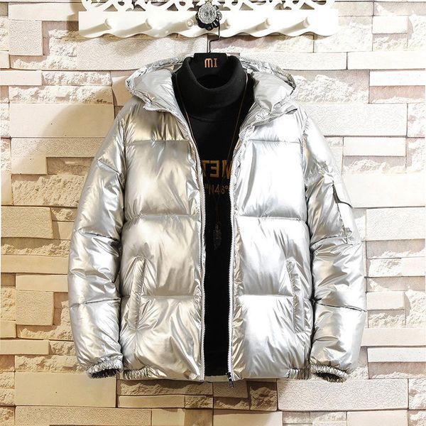 

men's down & parkas 2021 designer padded jacket winter coat short silver shiny cotton student clothing, Black