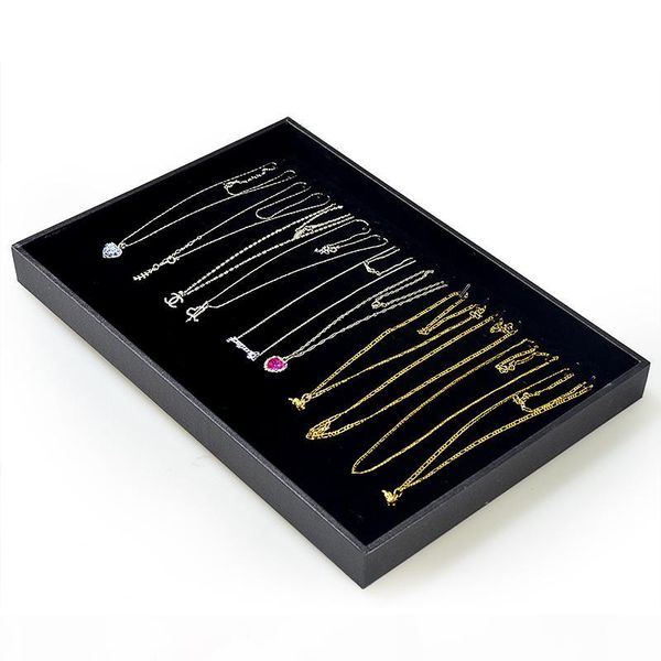

wooden jewelry display tray necklace bracelet bead chain storage case black pendant organizer display tray 35*25*3cm