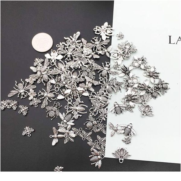 

vintage mixed 10/20pcs metal honeybee bees charms beads diy for bracelet clips handmade pendant neacklace jewelry wmtvkh