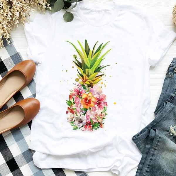 

женщины леди ананас цветок любовь акварель мода 90s одежда t tee женская футболка женская рубашка одежда верхняя графическая футболка, White