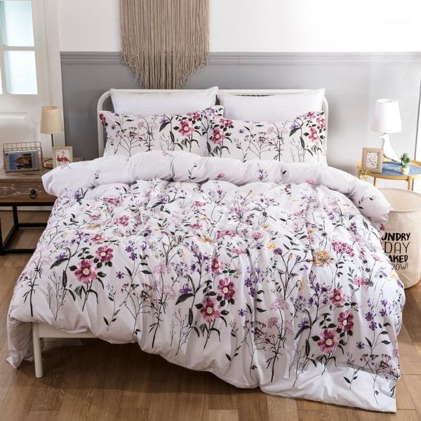 

bright flower printing duvet cover set pastoral style bedding sets queeen size 3 pcs soft comfortable bed covers bedlinen1