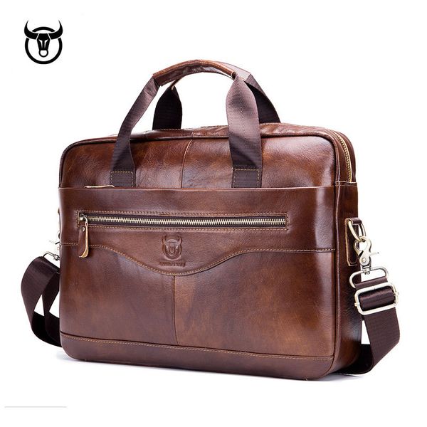 

genuine leather men's briefcase vintage business computer fashion messenger bags man shoulder bag postman male handbags