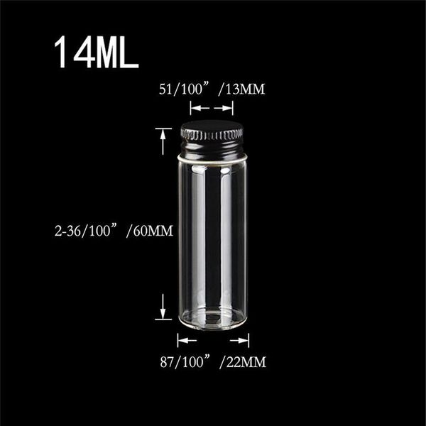 

22*60*14mm 14ml glass bottles aluminium screw cap transparent empty jars gift glass wishing bottles liqui jllsnq