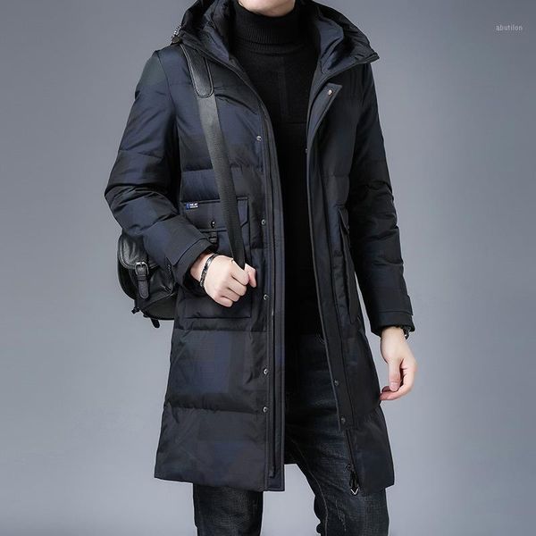 

men's down & parkas winter youth men's changing hoodie 90 white duck standing collar long jacket1, Black