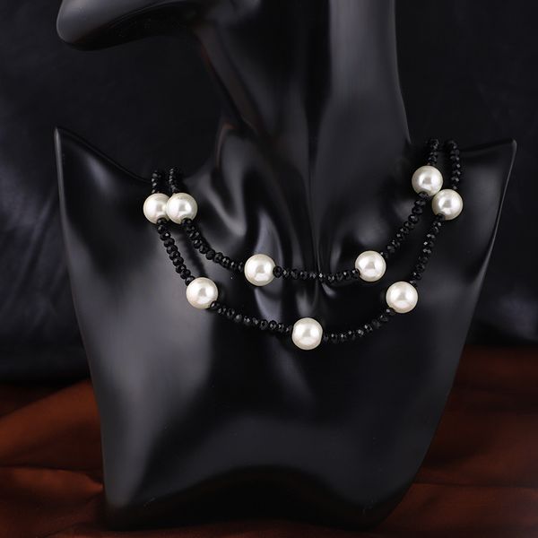 

fashion glass pearl versatile long necklaces accessories feminine simple versatile sweater chain, Silver