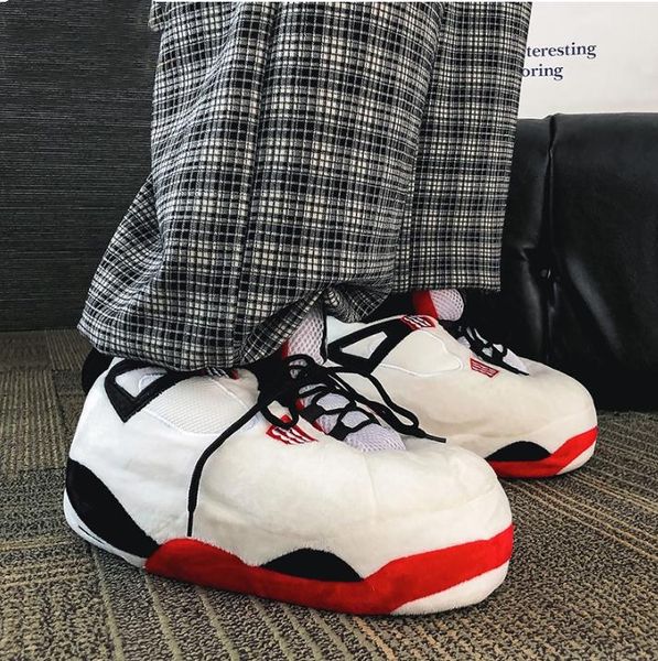 

women men winter slippers one plus size warm home slippers women bread indoor snug sneakers ladies house floor slides, Black