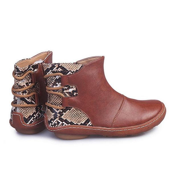 

women autumn winter short oots retro pu leather ankle boots woman vintage leopard ladies shoes female short boots plus size 43, Black