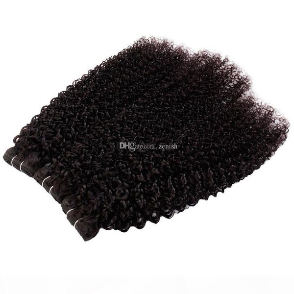 

peruvian virgin hair kinky curly 4 bundles 400g color 1b brazilian human hair weft raw virgin indian remy hair extensions price, Black