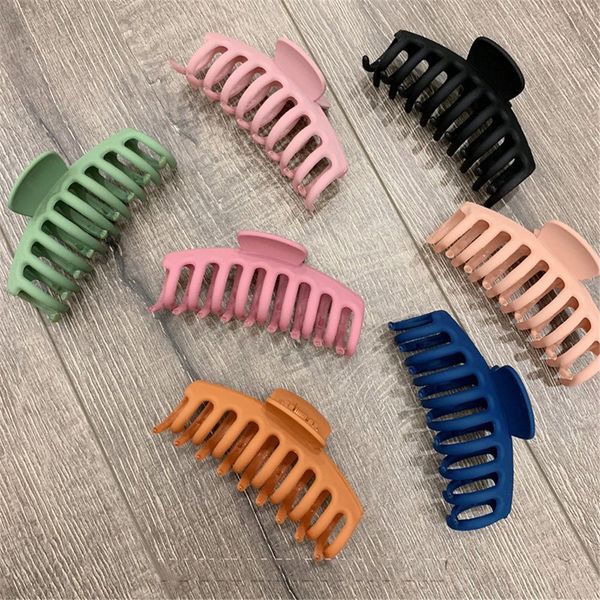 

1pc korean solid big hair claws elegant frosted acrylic hair clips hairpins barrette headwear for women girls hair accessories, Black;brown