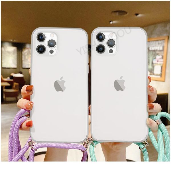

strap cord chain transparent case for iphone 12 11 pro xs max xr x 7 8 6 6s plus se 2020 jlllhd