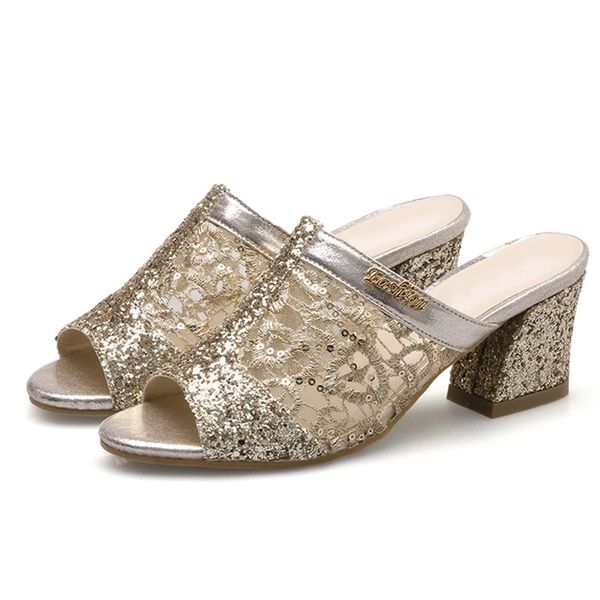 

new 2021 summer shoes women peep toe high heels fashion bling shoes women's pumps ladies brand thick heels 6cm zh2202 #tf04, Black