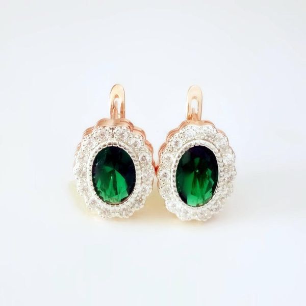 

round crystal earrings new fashion lady earring trendy 585 gold color jewelry luxury green stone women drop earrings1, Silver