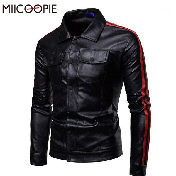 

men's fur & faux miicoopie autumn men's pu leather jacket for men fitness fashion male suede casaco masculino casual coat bomer1, Black