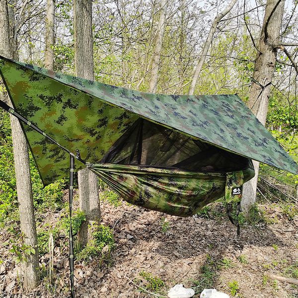 

outdoor automatic quick open mosquito net hammock tent with waterproof canopy awning set hammock portable pop-up 1009
