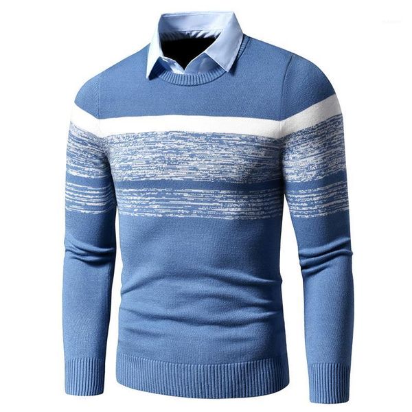 

men 2020 autumn winter casual new warm sweater pullovers turn down shirt collar men knit pattern outfits sweater coat1, White;black