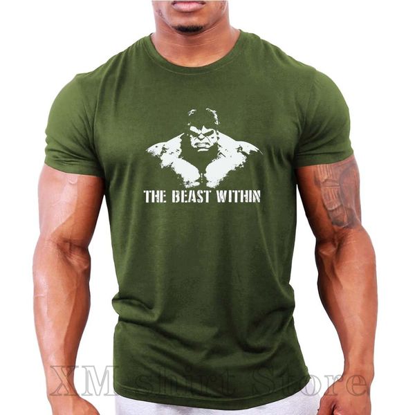 

the beast within hulk men's bodybuilding gym workout fitness summer style brand casual male printing on hooded sweatshirt hoodie men t