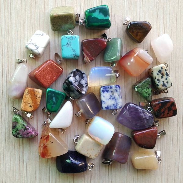 

wholesale 50pcs/lot 2019 selling trendy assorted natural stone mixed irregular shape pendants charms jewelry q1107, Silver
