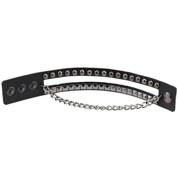 

fashion multilayers rock spikes rivet chains gothic punk wide cuff leather bracelet bangle men bracelets jewelry p jllmwr, White