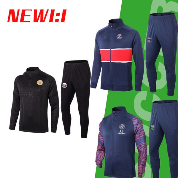 

2020 2021 jacket kit soccer tracksuit set paris tracksuits 18 19 20 21 mbappe lucas home football jacket kit training training suit, Black