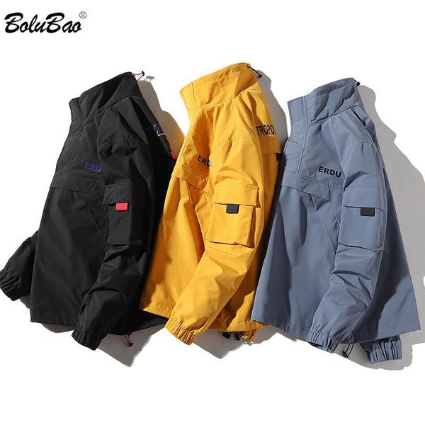 

bolubao brand men's jackets spring youth fashion jacket male comfortable stitching tooling style jackets men, Black;brown