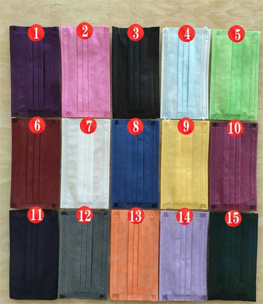 

stock 15 colors fashion face 3 us layers disposable mask protective non-woven anti-dust kids masche