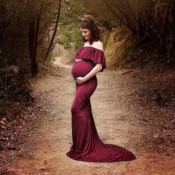 

maternity dress ruffle collar sleeveless maxi long elegant maternity dresses pregnant woman clothes for pgraphy lj201123, White