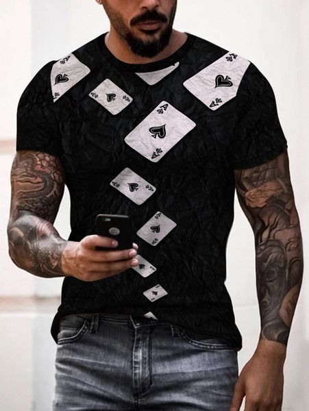 

men playing card print tee p95n#, White;black