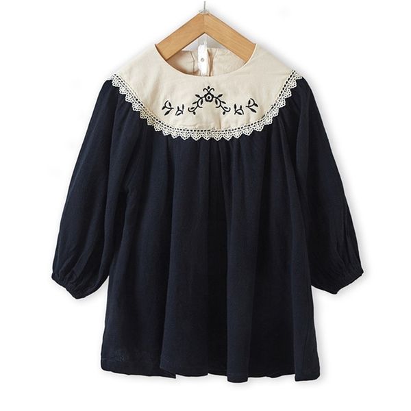 

girls dress autumn children es style baby kids todder cute lace embroidered princess party for 220308, Red;yellow