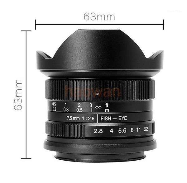 

7.5mm f/2.8 mf movie wide angle fisheye lens for sony a7 a7r a6300 a7r fx xt20 xt2 xe1 m43 gh4 em1 em5 em10 gm1 eosm5 camera1