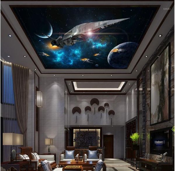 

3d wallpaper custom p space planet spacecraft zenith painting ceiling murals 3d wall room mural wallpaper walls 3 d1