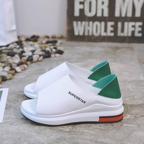 

new fashion women sandals summer platform shoes woman fish mouth type peep toe leather shoes beach flat casual sandals mujer, Black