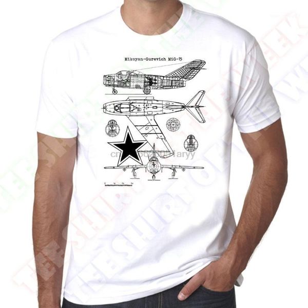 

men's t-shirts mens t shirts fashion 2021 mikoyan-gurevich mig-15 russioan soviet jet fighter 100% cotton shirt shirts1, White;black