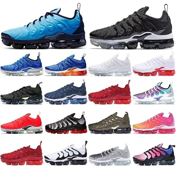 

2021 plus tn running shoes triple black white light current blue bleached aqua usa outdoor breathable mens trainers sport sneakers